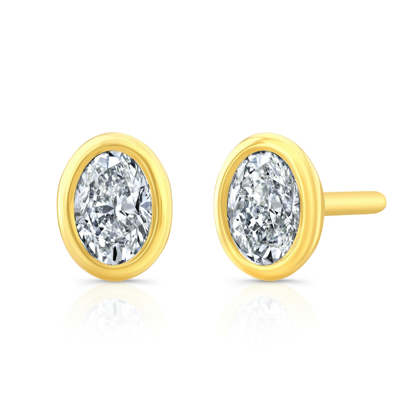 Oval Diamond Bezel Set Studs