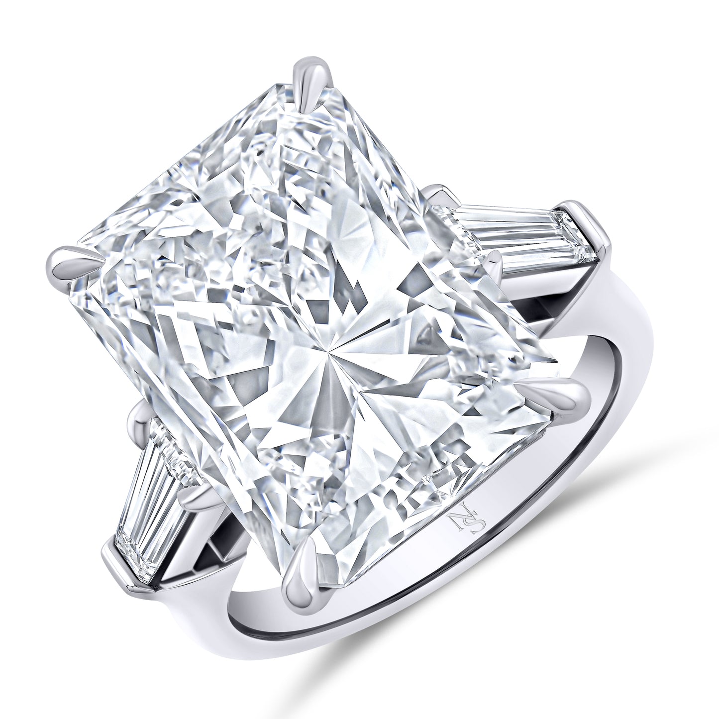 Radiant Diamond Three-Stone Ring
