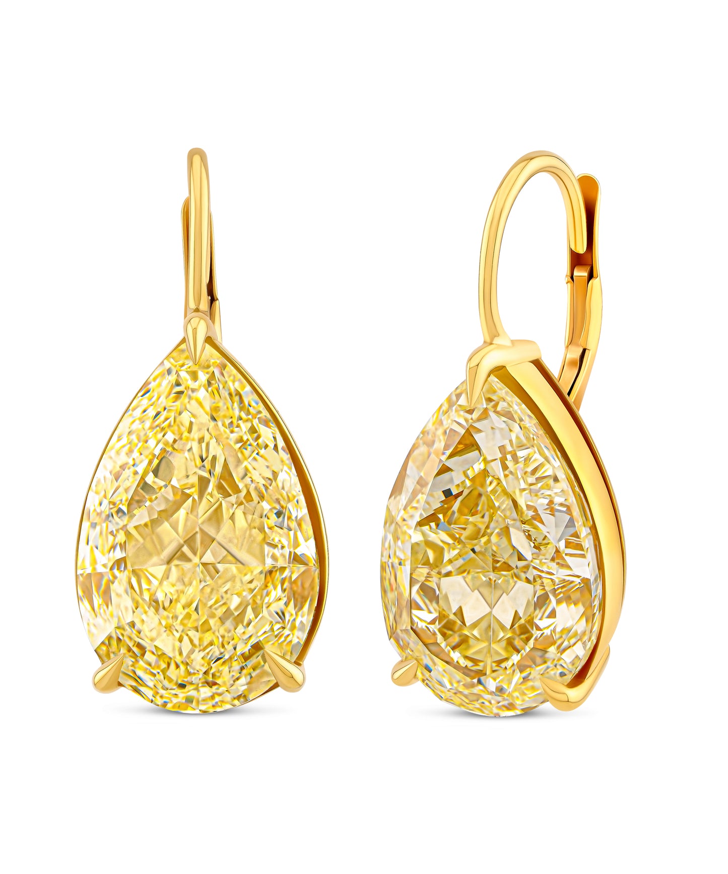 19.80 Carat Fancy Yellow Pear Diamond Drop Earrings