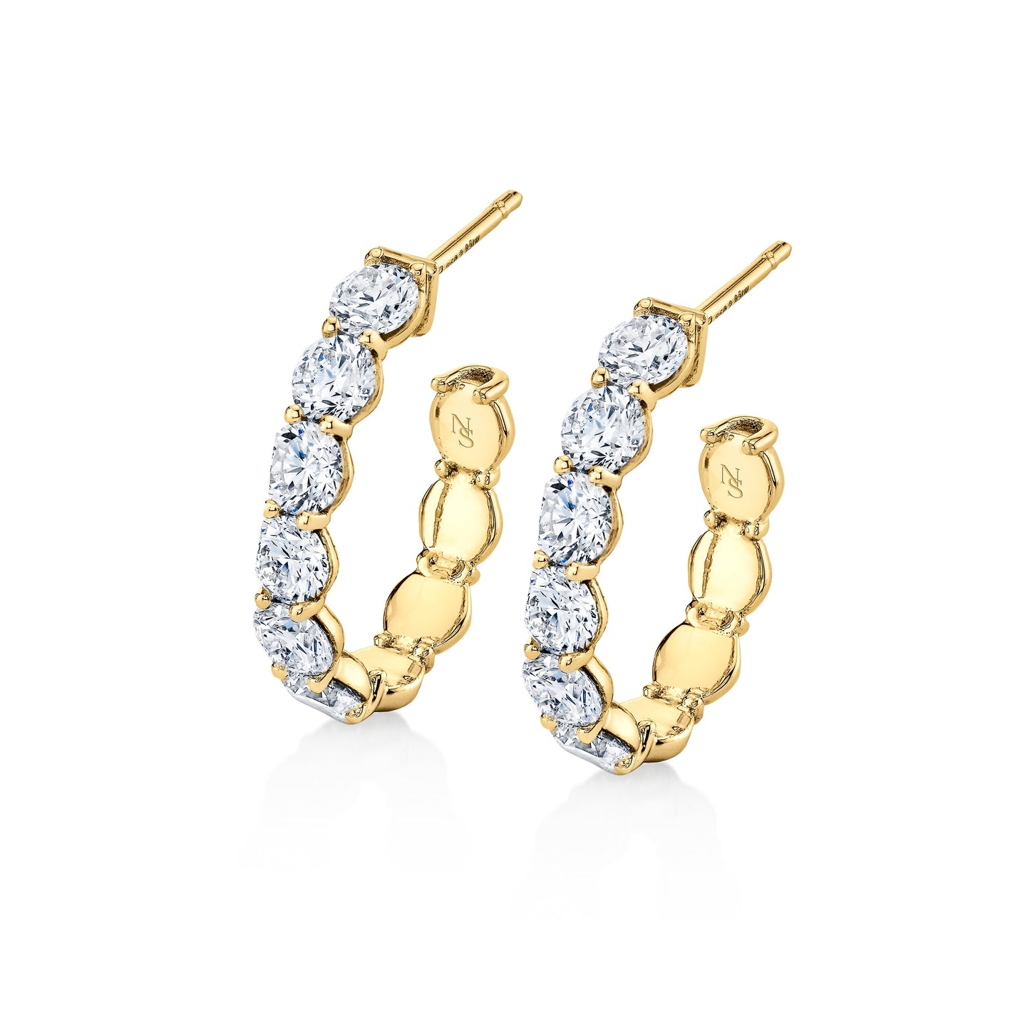 Round Diamond Open Ended Hoop Earrings