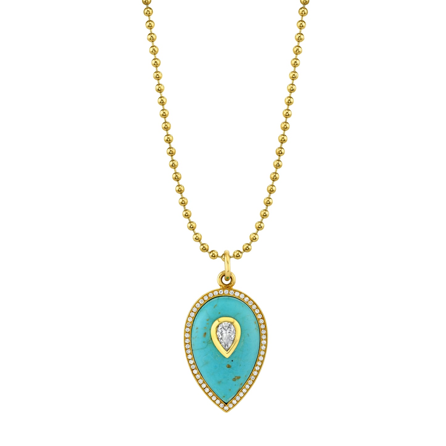 Pear Shape Diamond Enamel Pendant