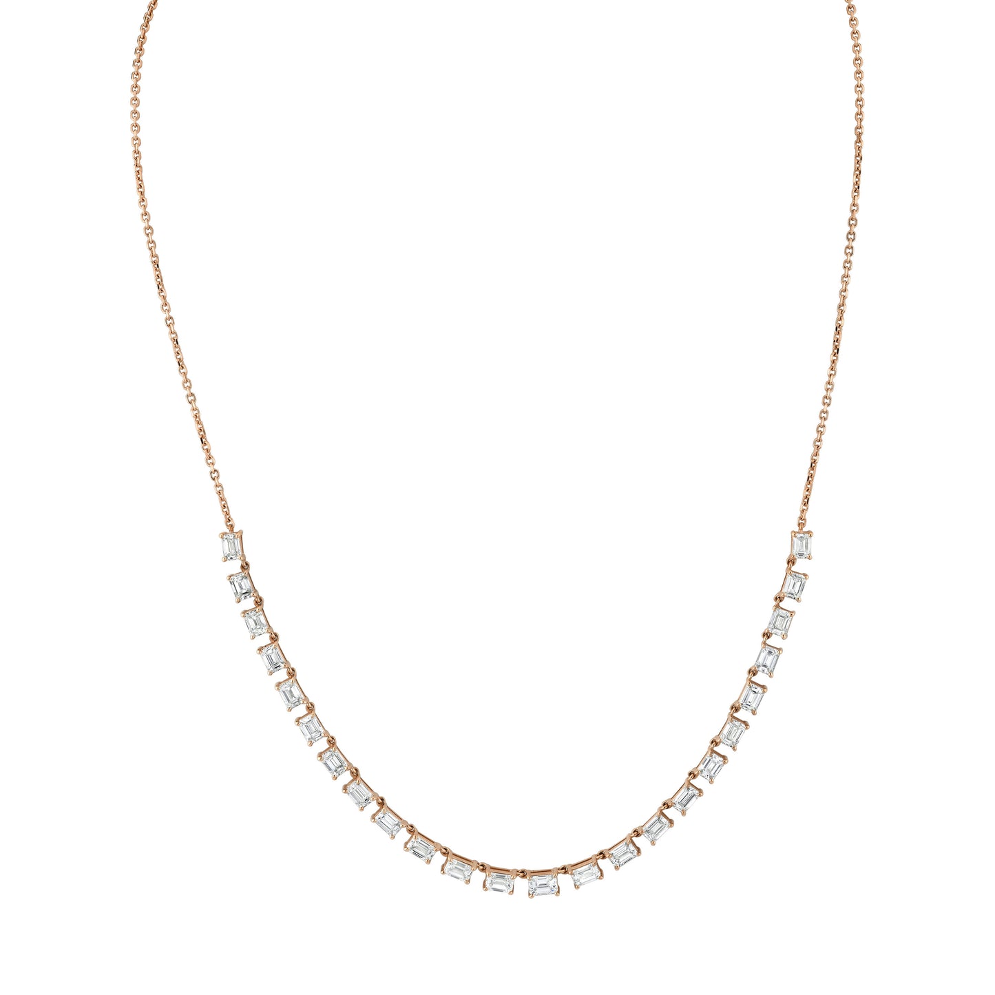 Floating Emerald Cut Diamond Necklace