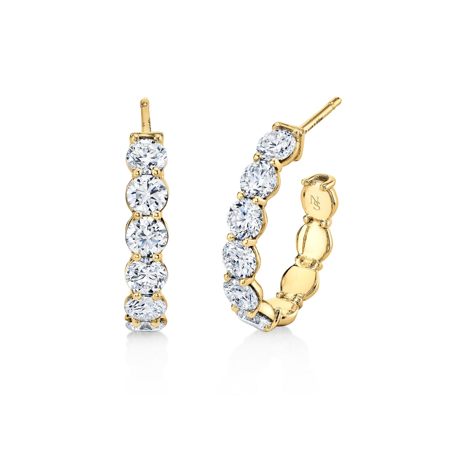 Round Diamond Open Ended Hoop Earrings