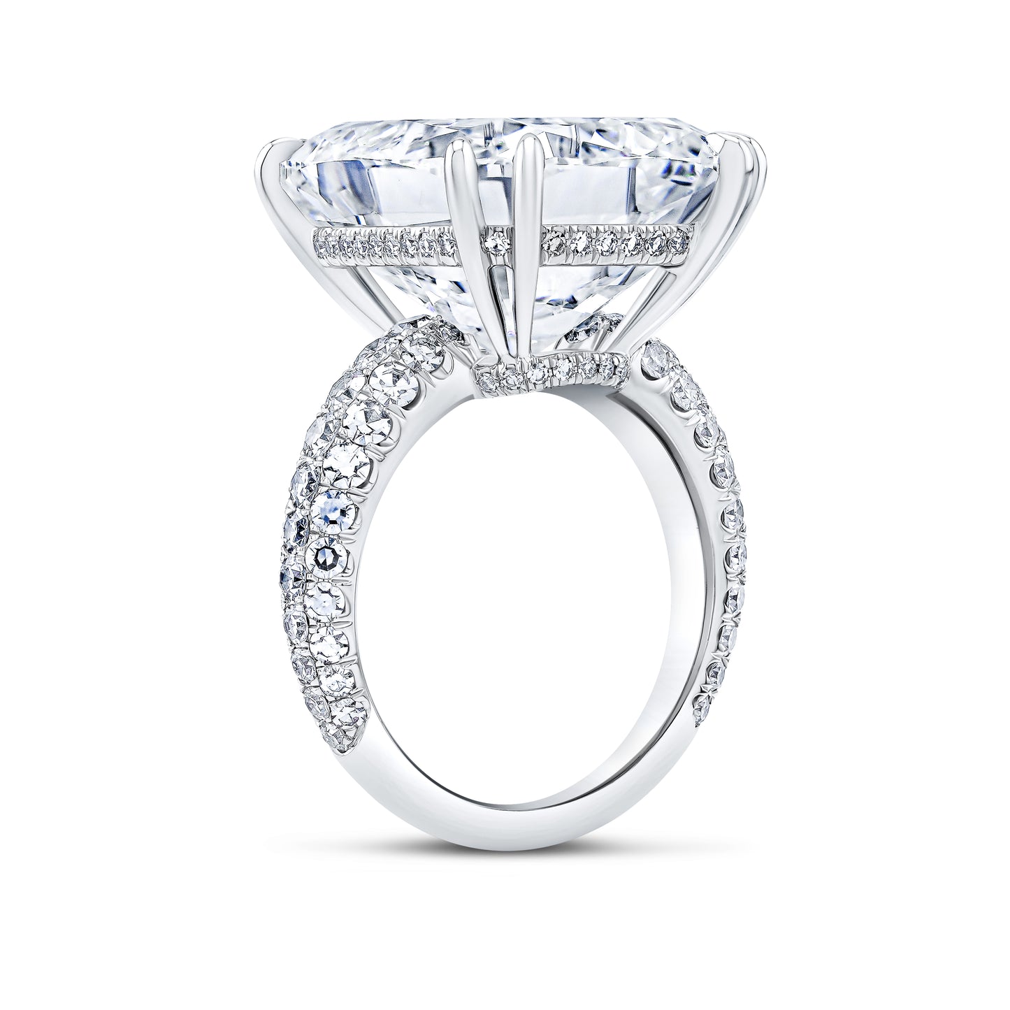 Diamond ring with a pave band by Norman Silverman.