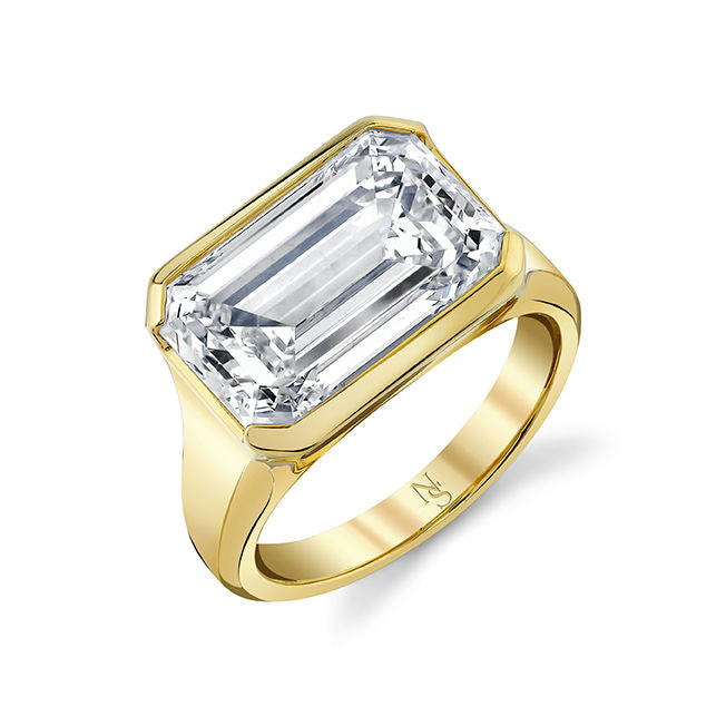 East West Emerald Shape Diamond Ring