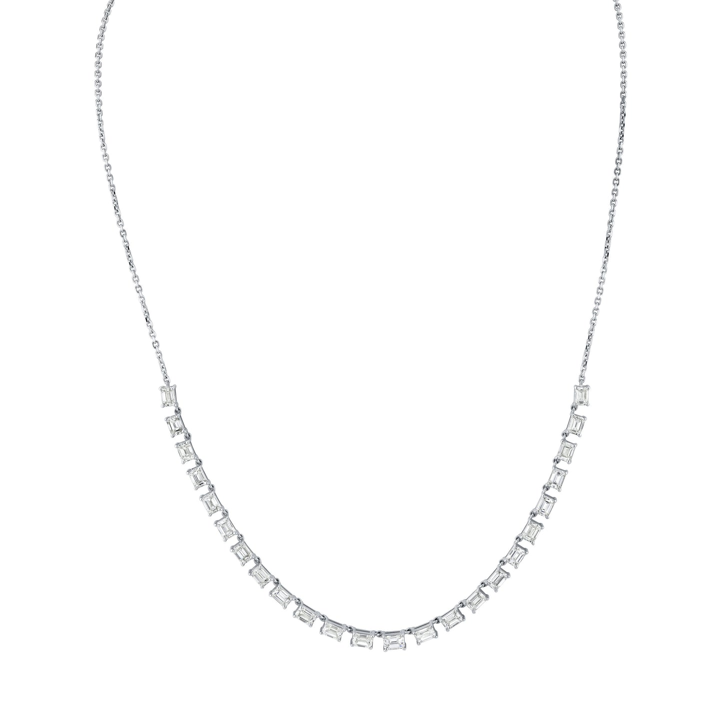 Floating Emerald Cut Diamond Necklace