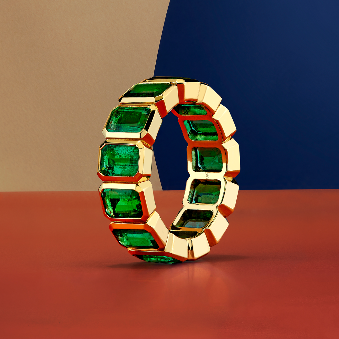 Emerald Bezel Set Eternity Band