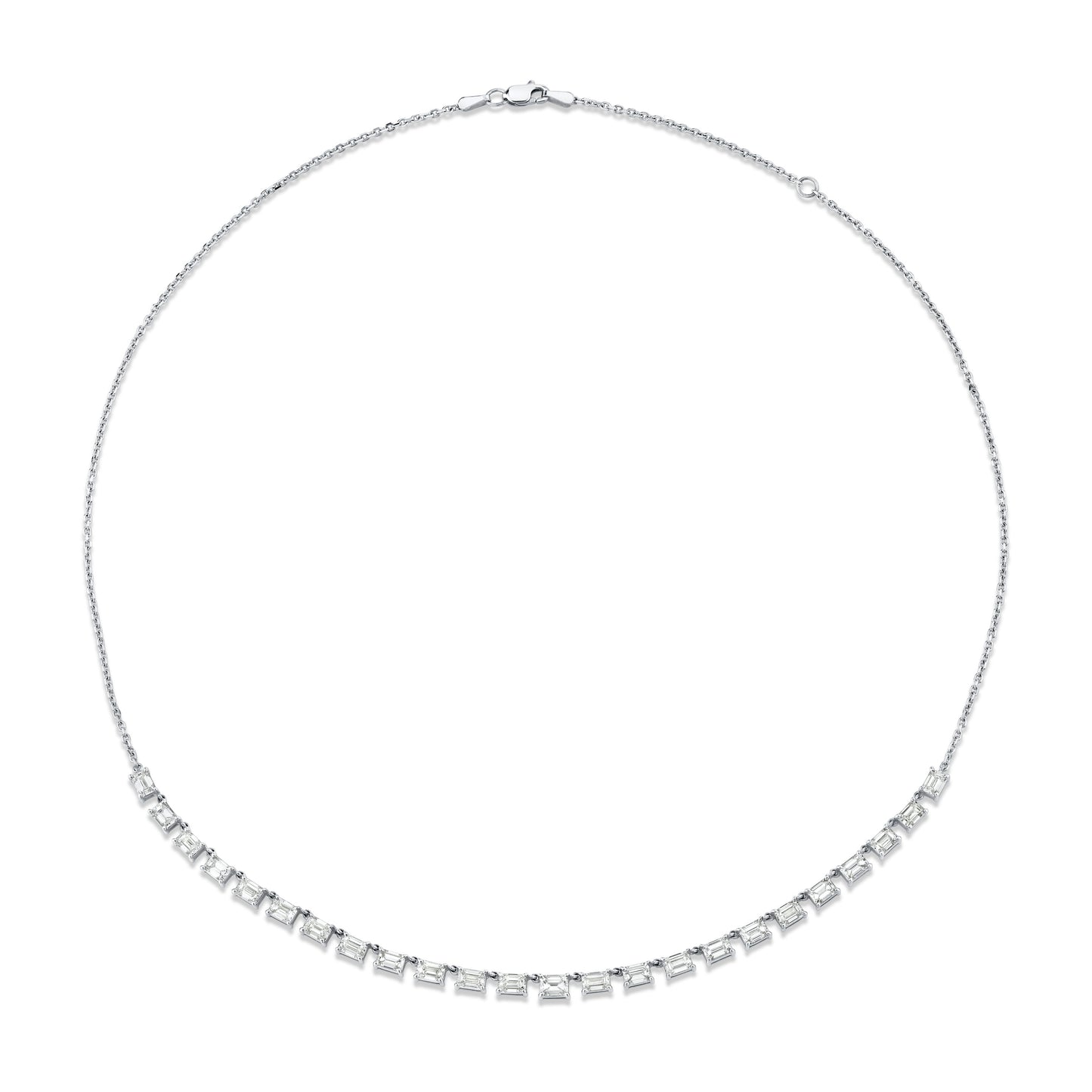 Floating Emerald Cut Diamond Necklace