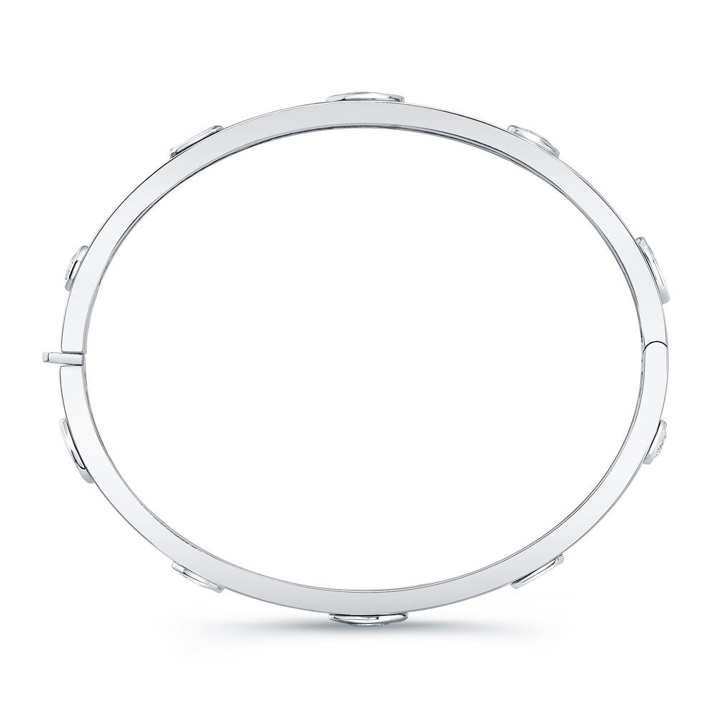Fancy Shape Diamonds in 18k White Gold Hinged Bangle