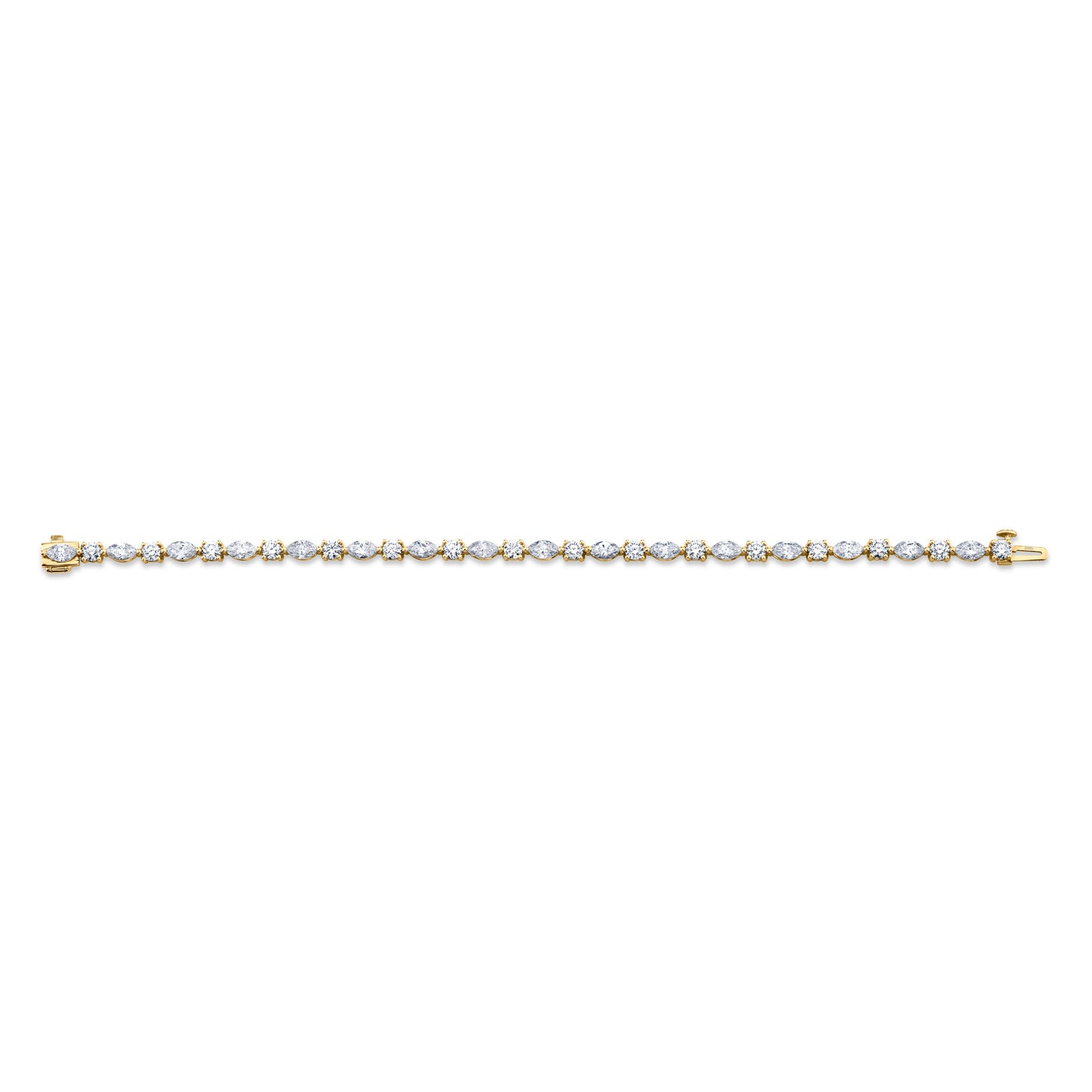 Alternating Marquise and Round Brilliant cut Diamond Bracelet