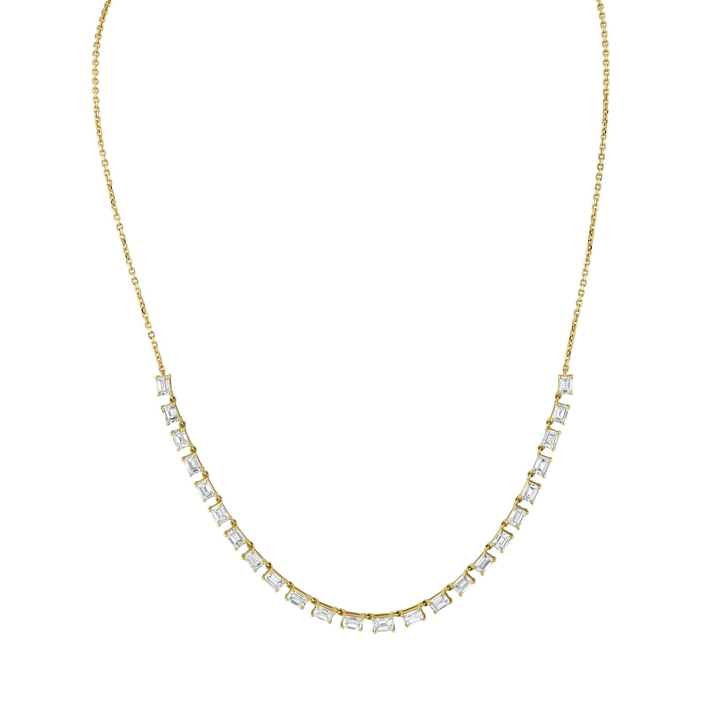 Floating Emerald Cut Diamond Necklace