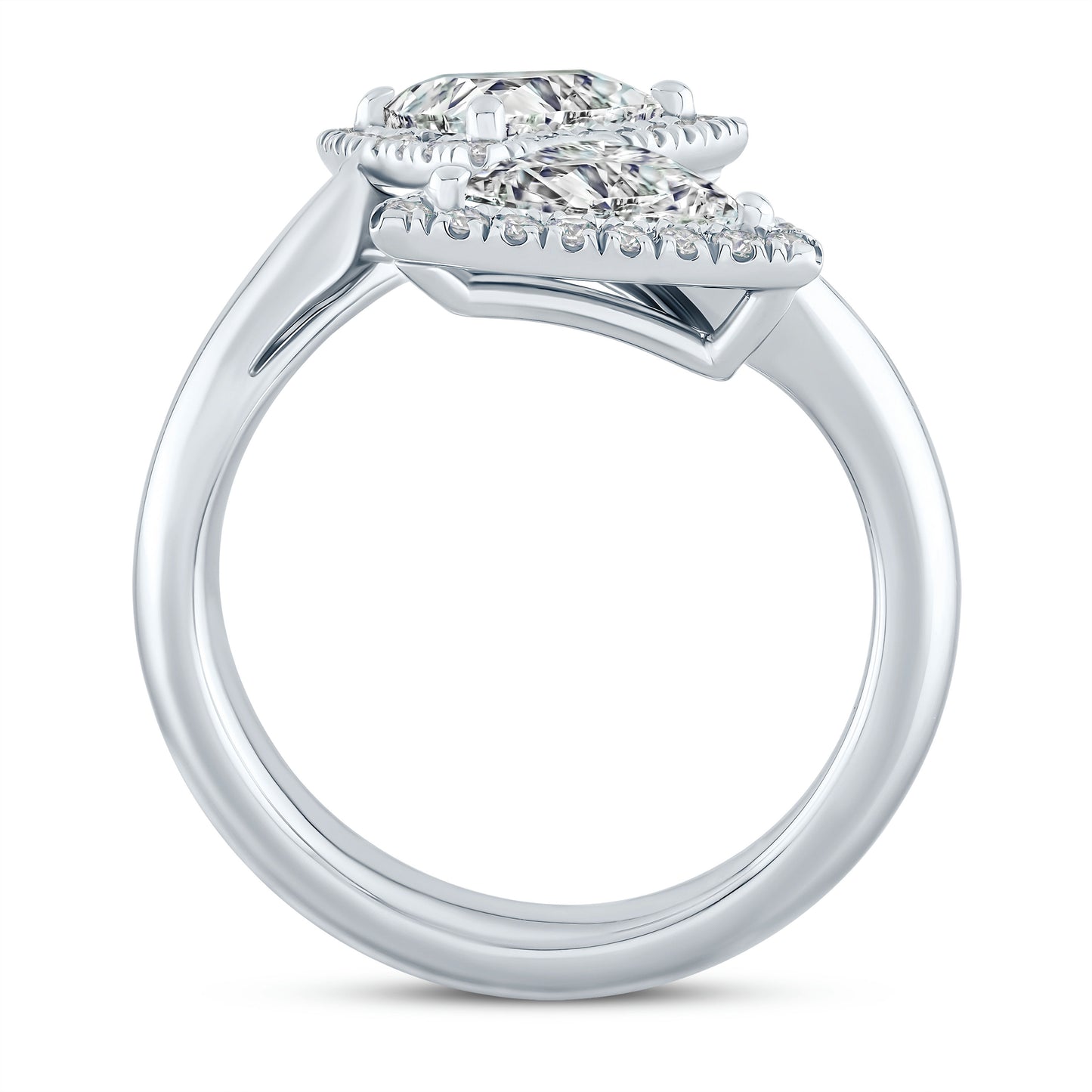 Bypass Ring with Trilliant Cut Diamonds