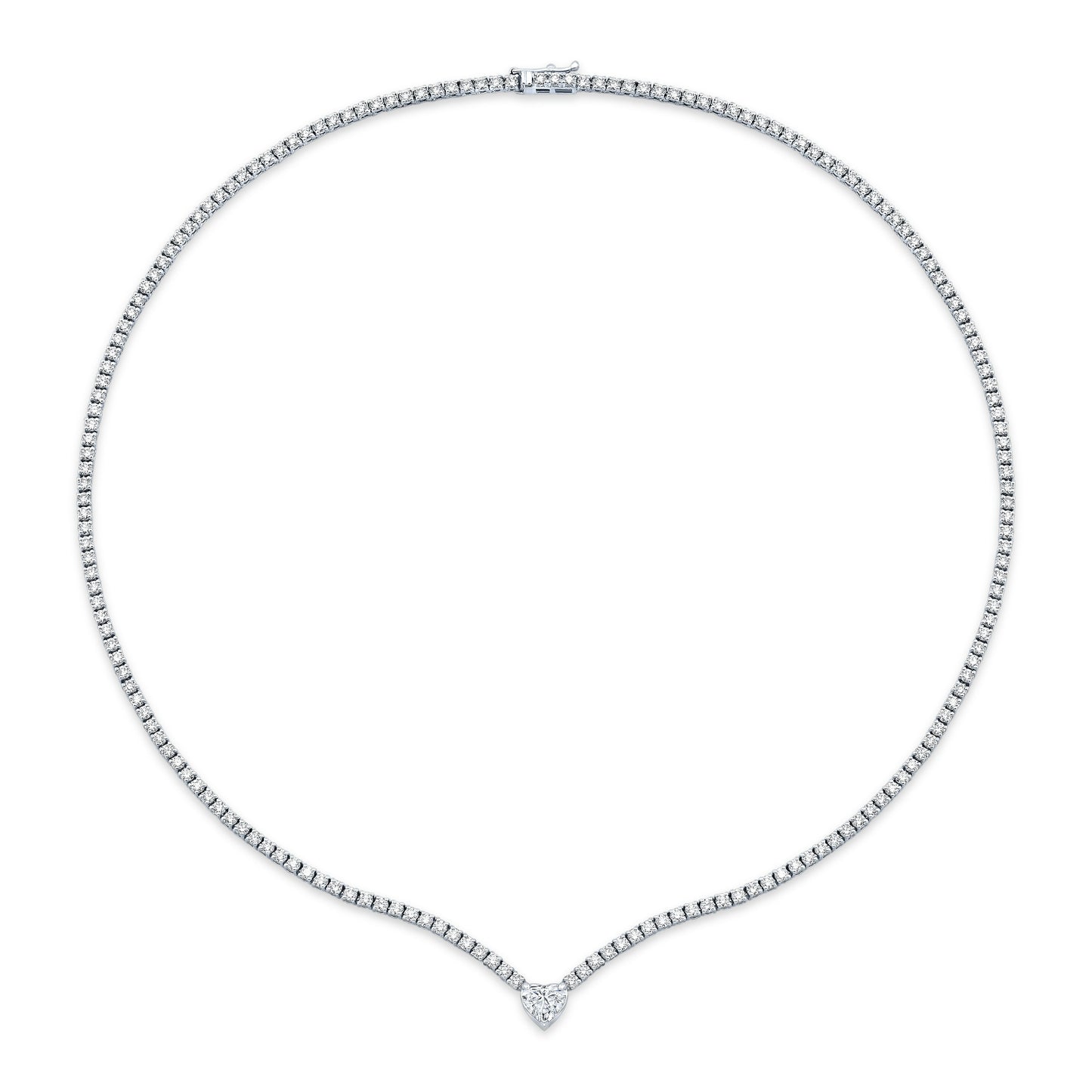 Diamond Necklace with Heart Shape Center Stone