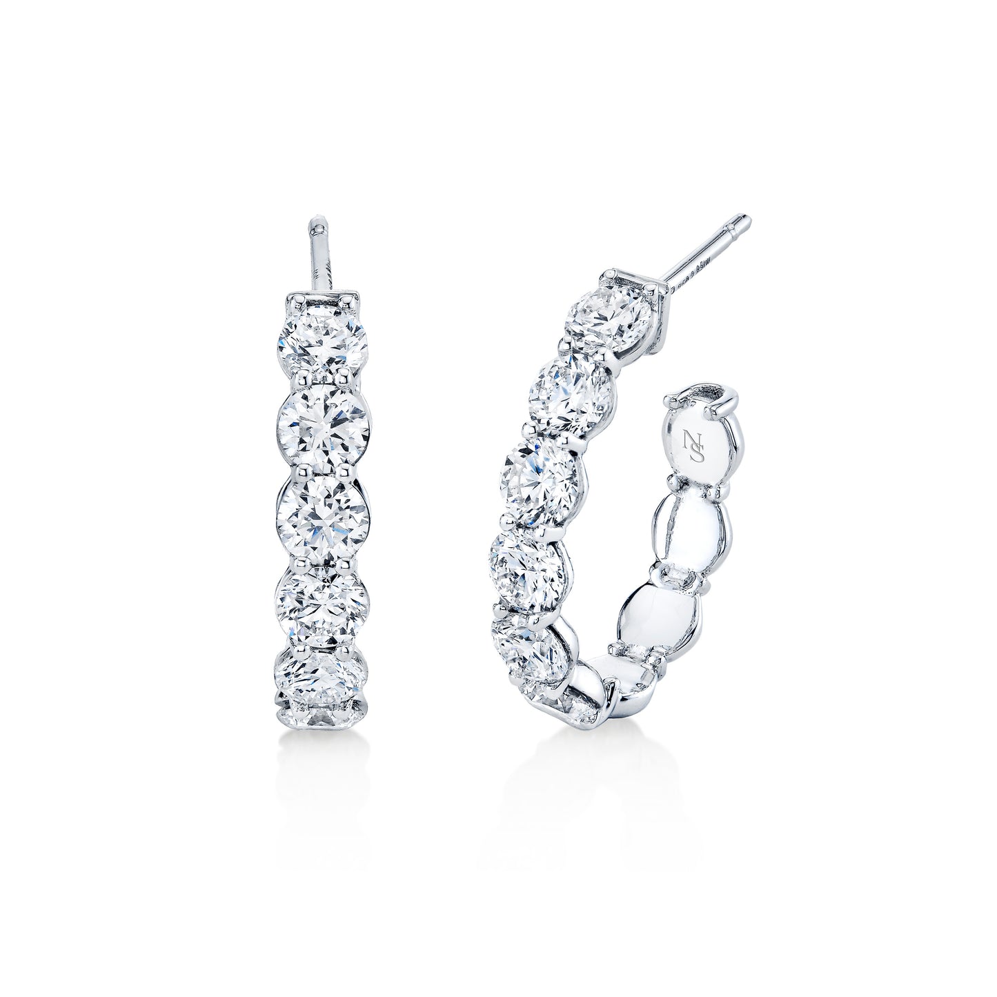 Round Diamond Open Ended Hoop Earrings