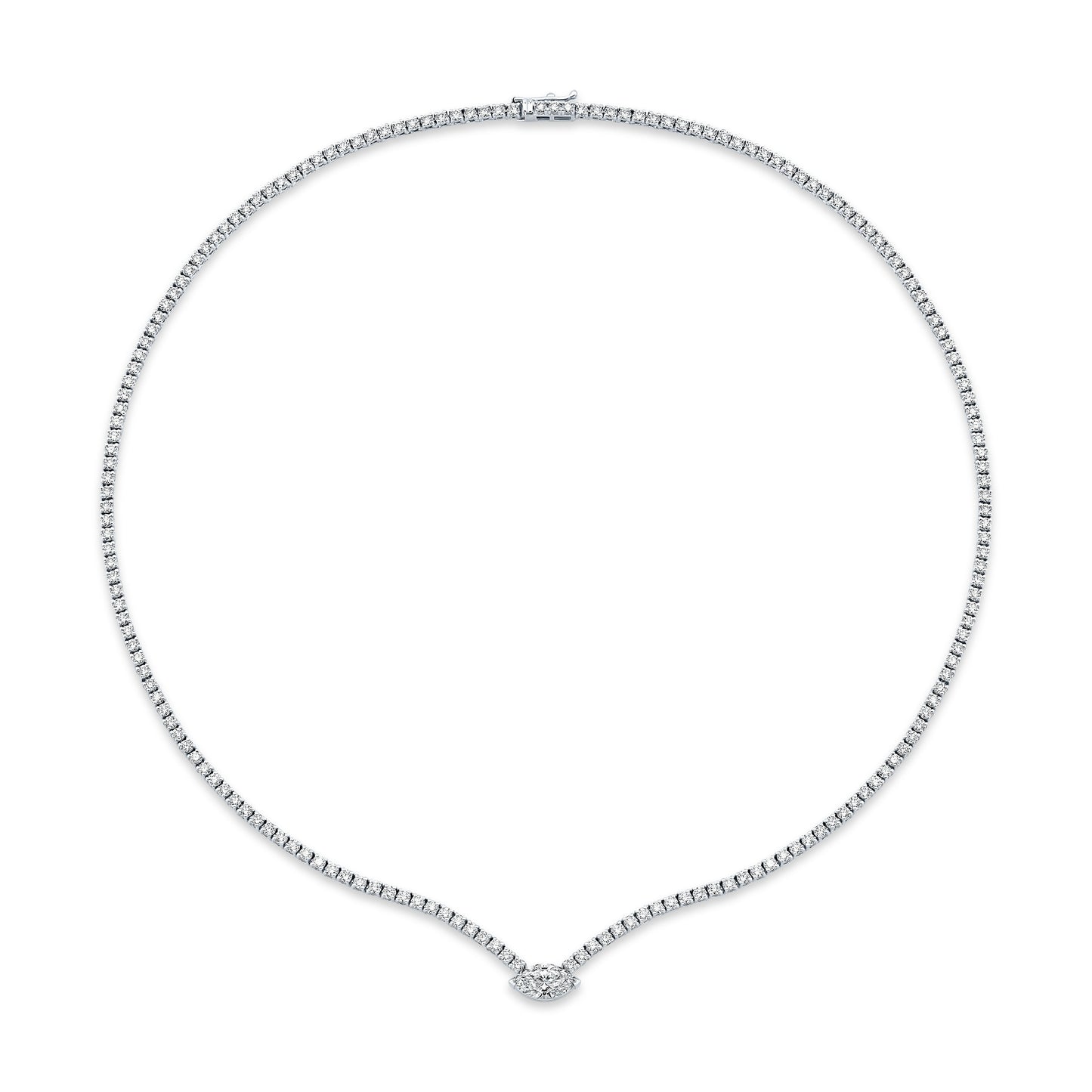 Diamond Necklace with Marquise Center Stone