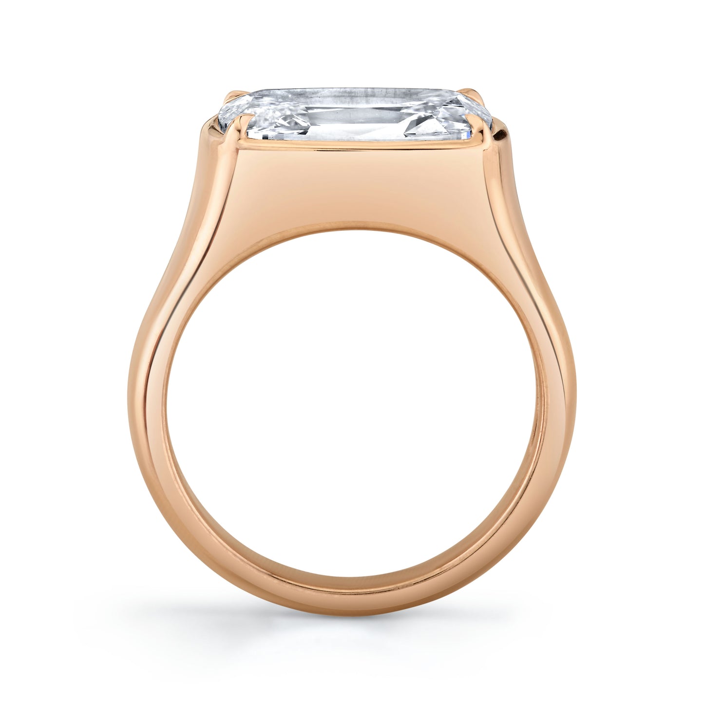 East-West Cushion Cut Diamond Bezel Ring