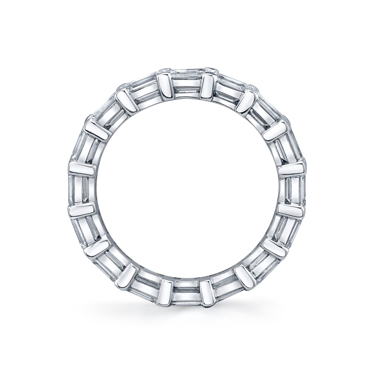 East West Emerald Cut Eternity Band in White Gold