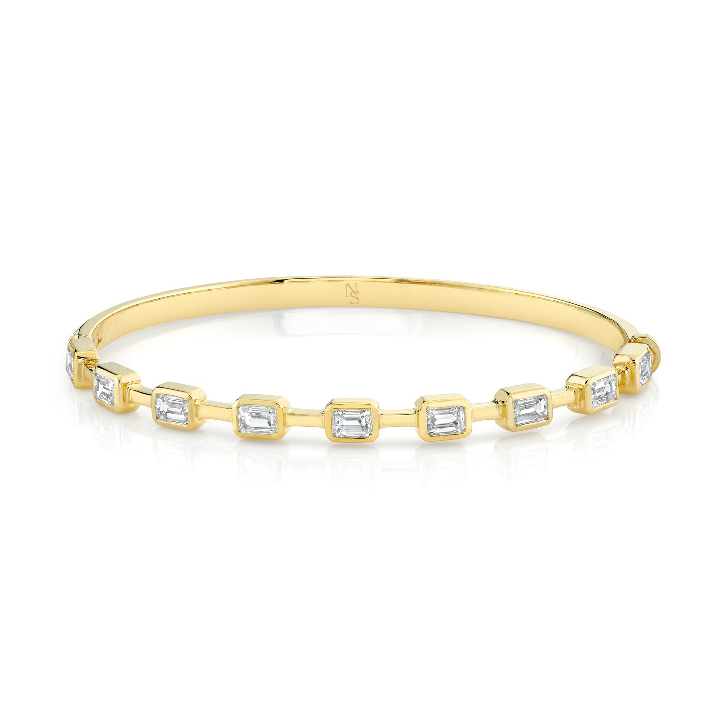 Hinged Bangle with Bezel-Set Emerald Cut Diamonds
