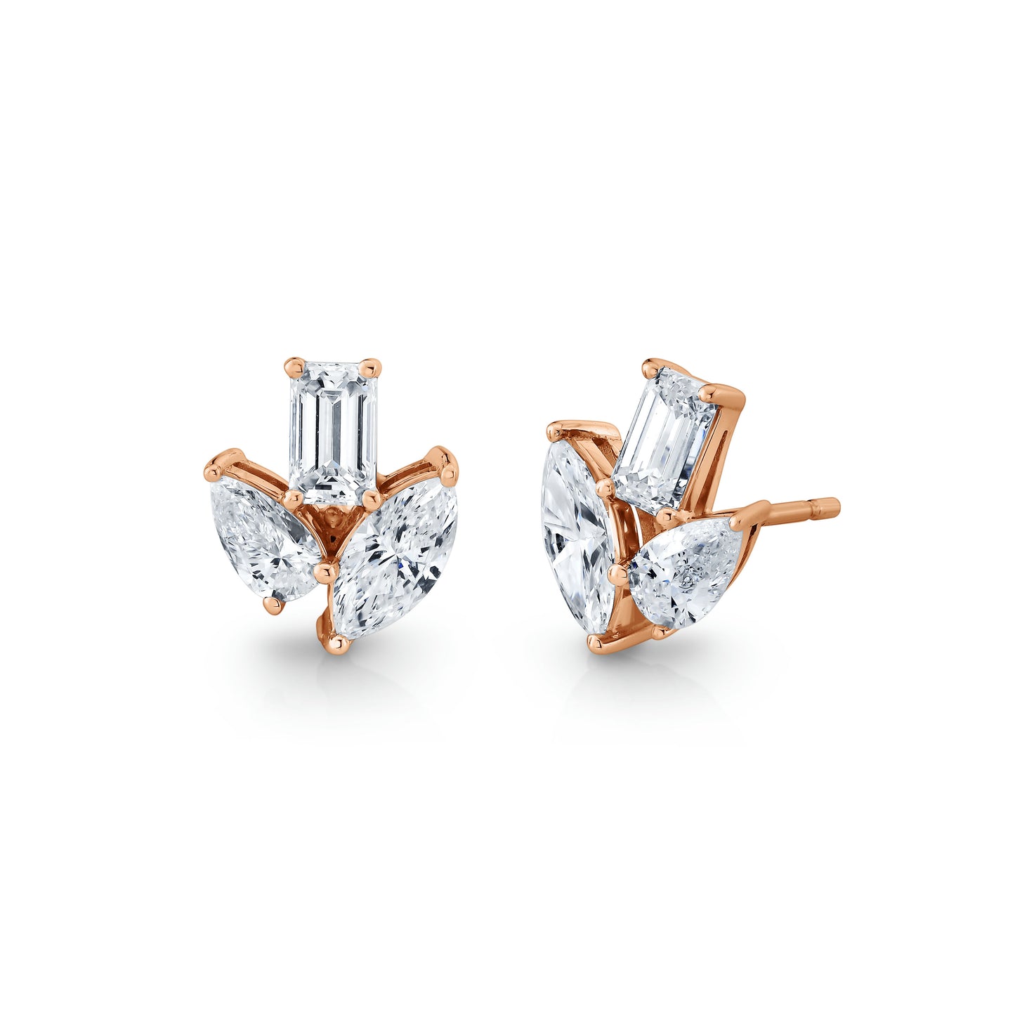 Multi Fancy Shape Diamond Stud Earrings