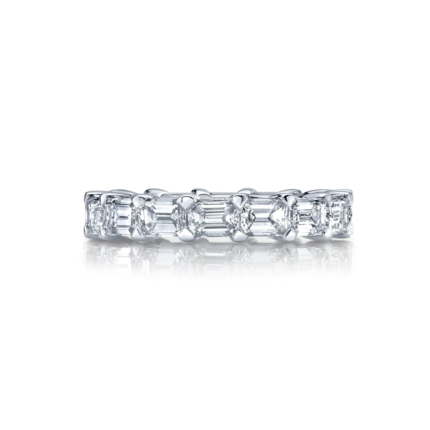 East West Emerald Cut Eternity Band in White Gold