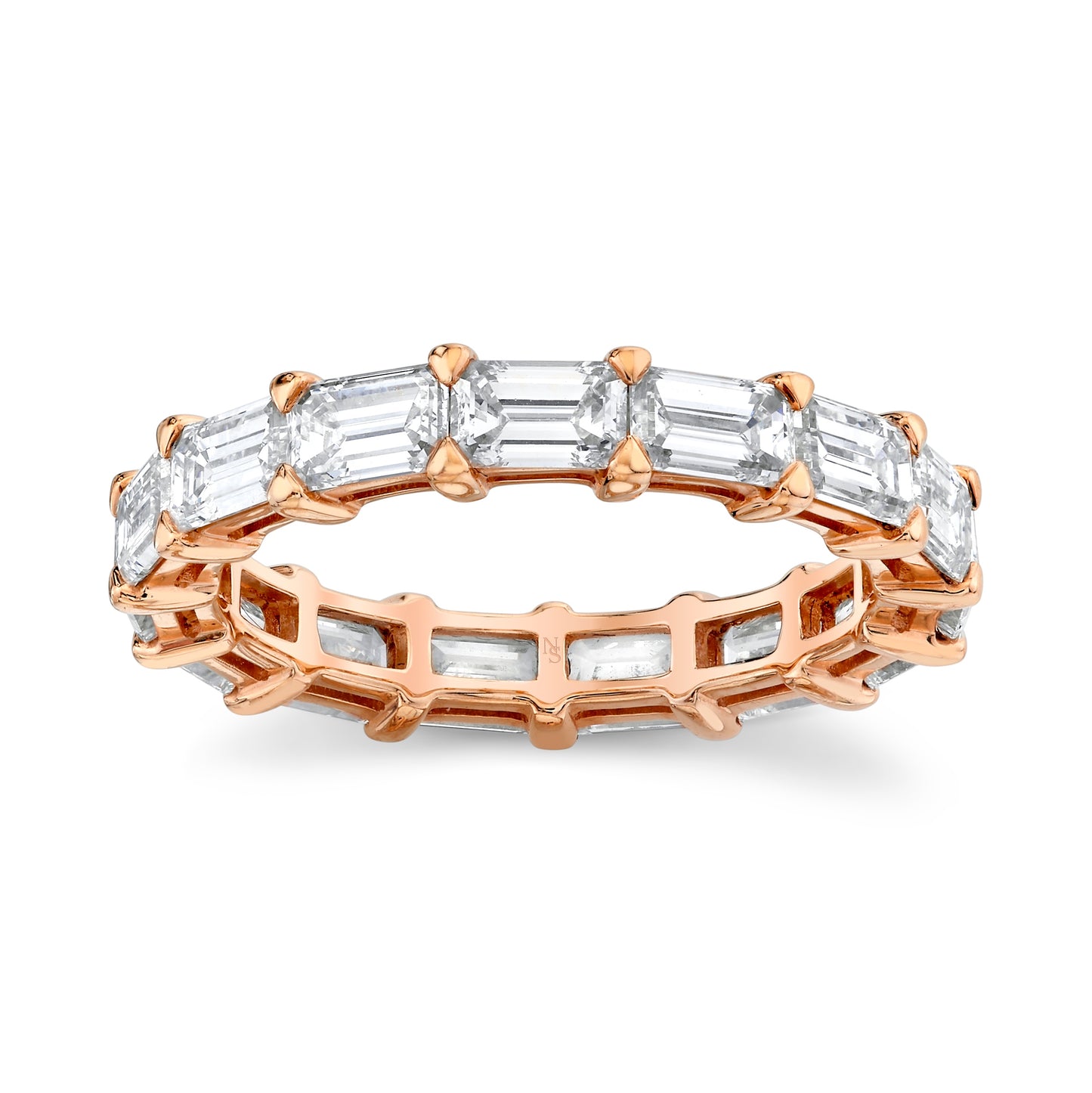 East West Emerald Cut Diamond Eternity Band