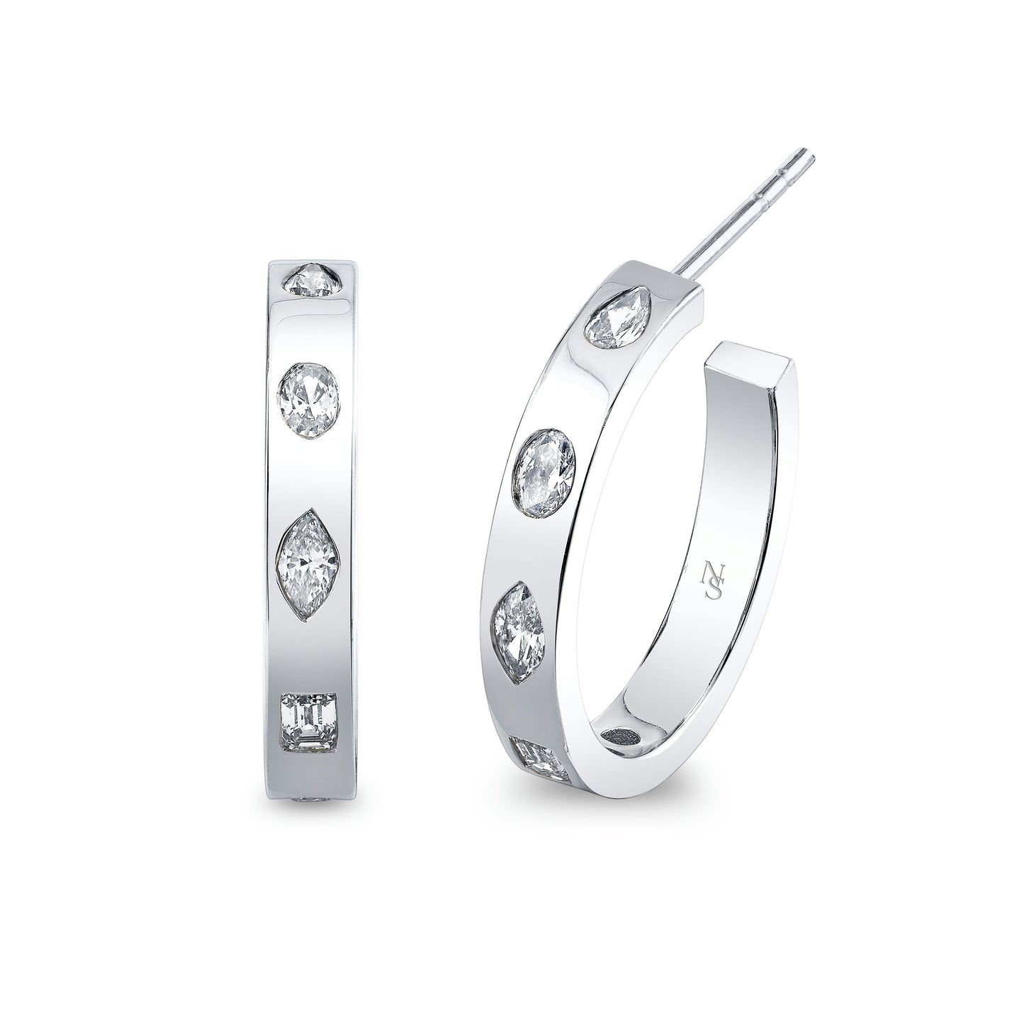 Hoop Earrings with Fancy Shape Diamonds