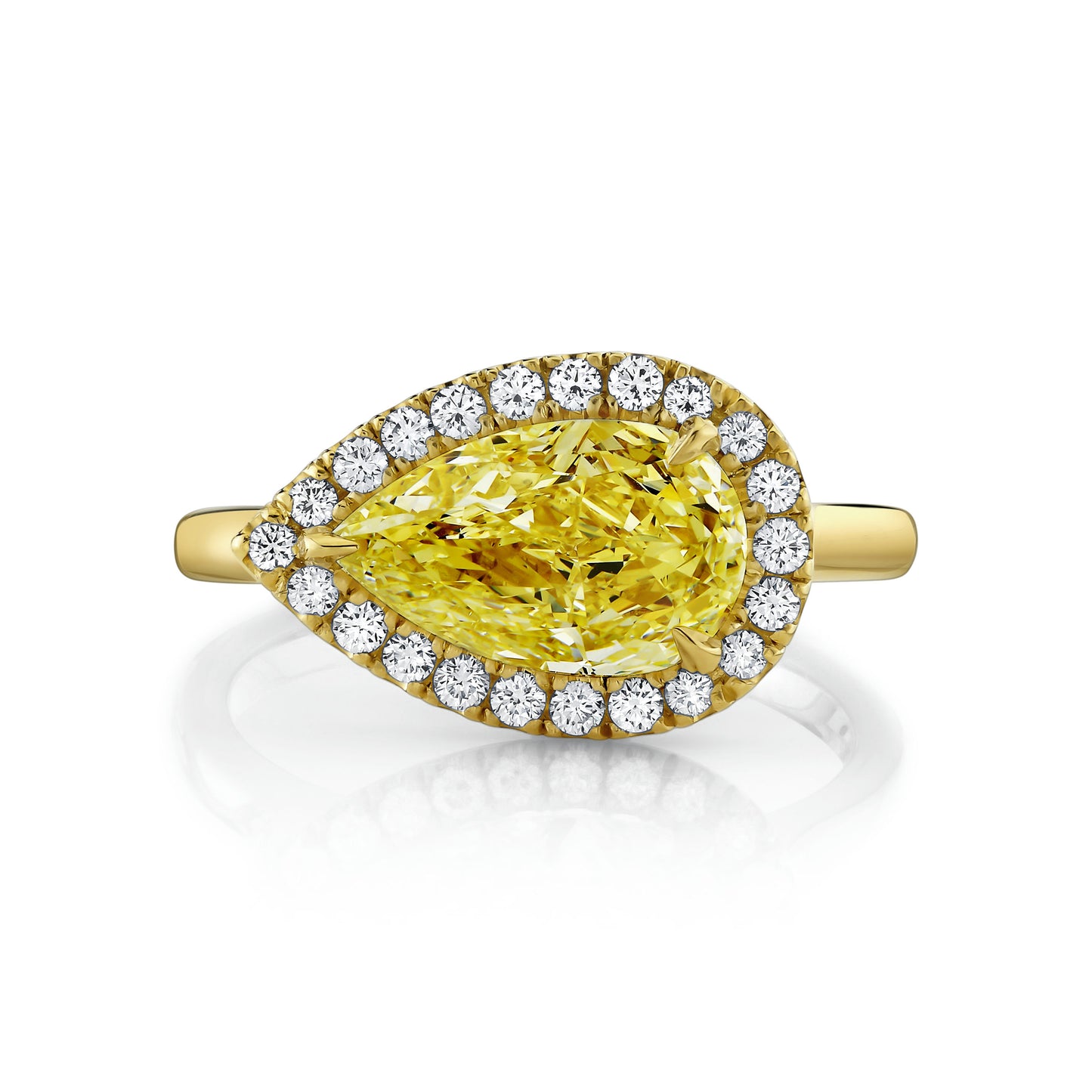 Fancy Yellow Pear Shape Diamond Halo Ring
