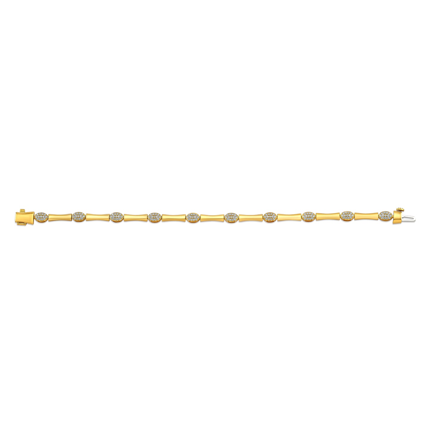 Bamboo Link Bracelet with Pave Diamond Stations