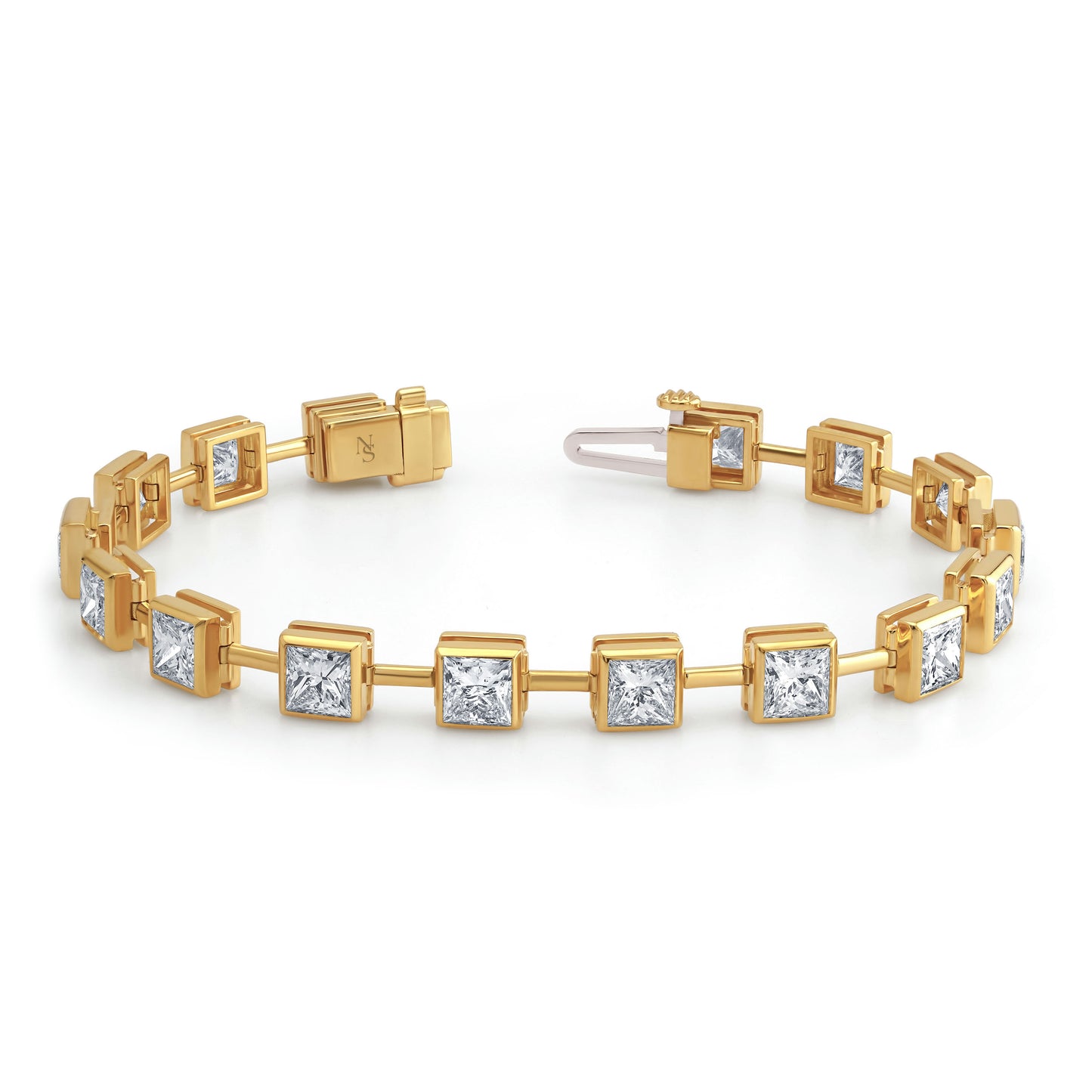 Princess Cut Diamond Bezel Set Bracelet