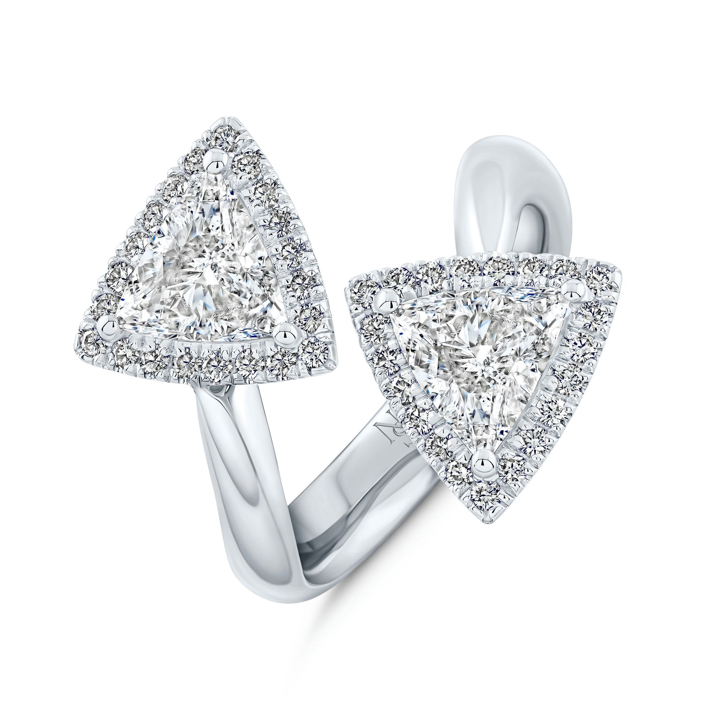 Bypass Ring with Trilliant Cut Diamonds