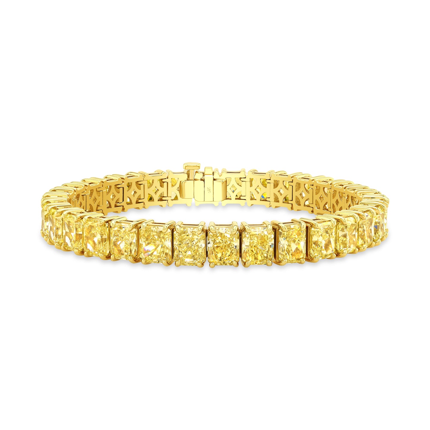 Fancy Yellow Radiant Diamond Straight Line Bracelet