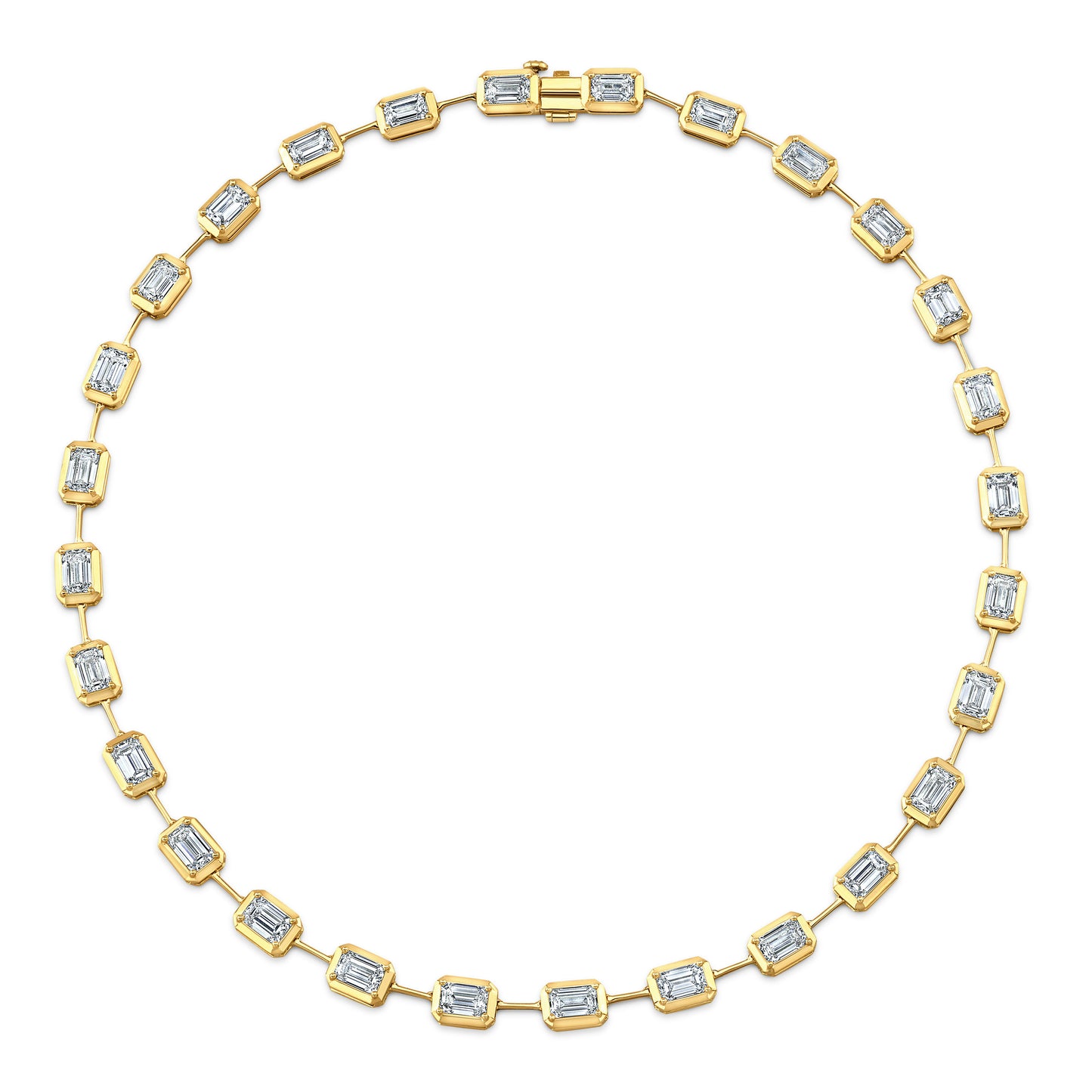 Emerald Cut Diamond Bezel Set Bar Necklace