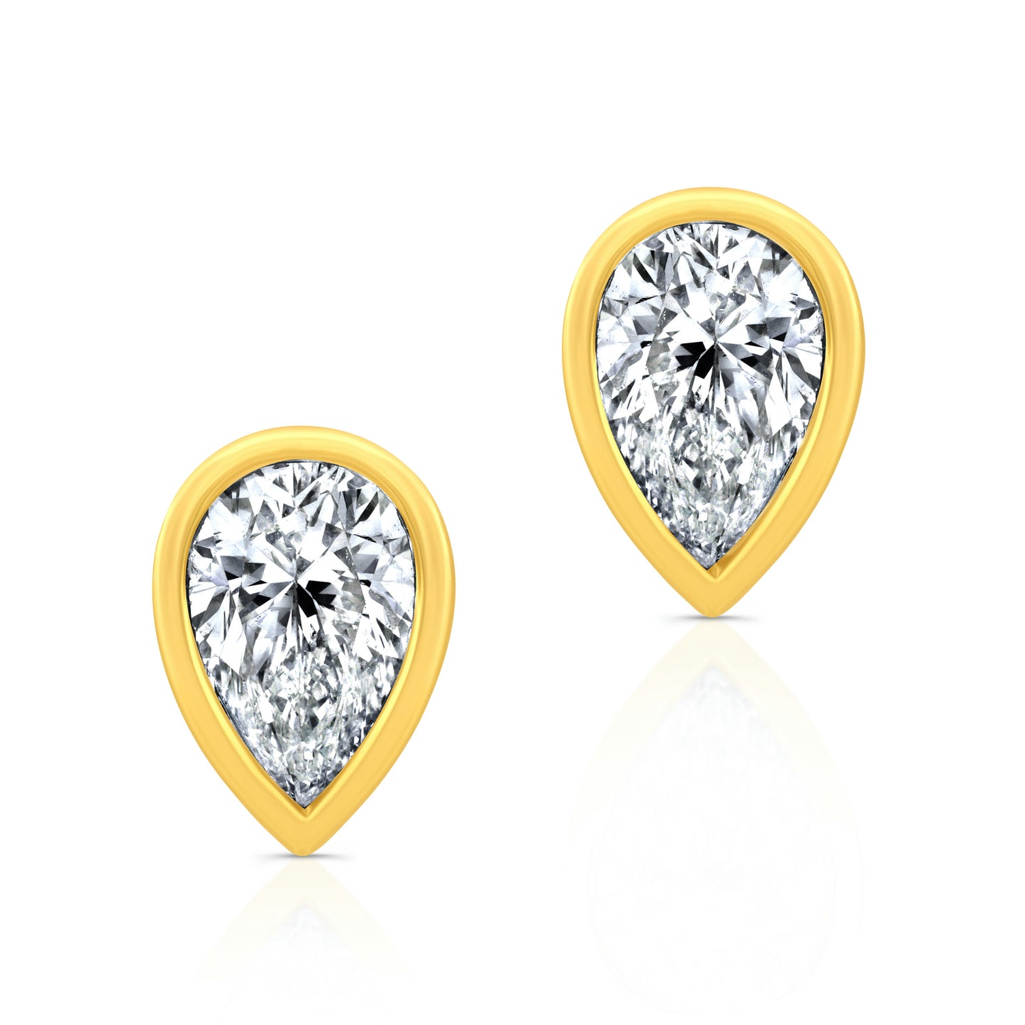 Pear Shape Diamond Bezel Studs