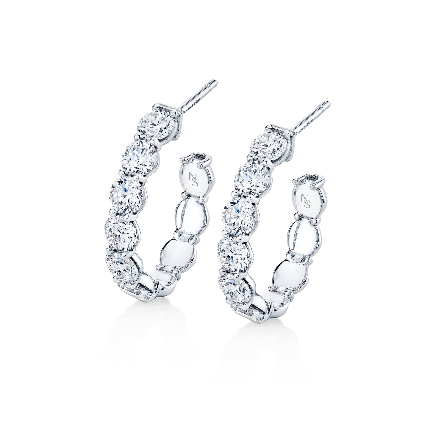 Round Diamond Open Ended Hoop Earrings