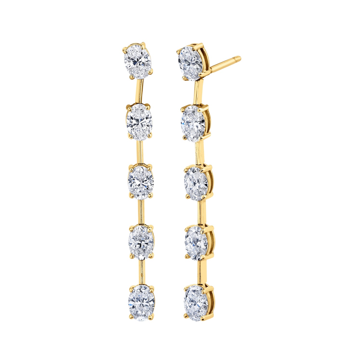 Linear Dangle Earrings with Oval Cut Diamonds