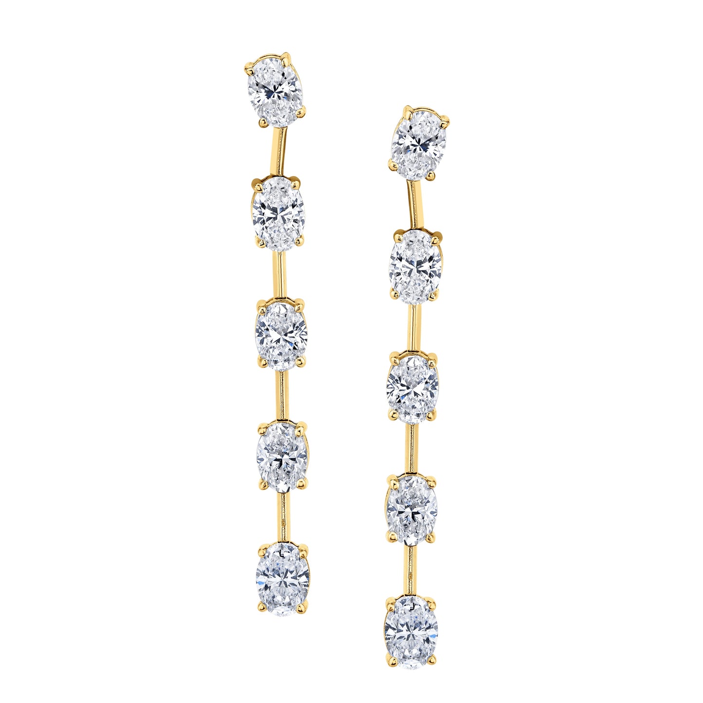 Linear Dangle Earrings with Oval Cut Diamonds