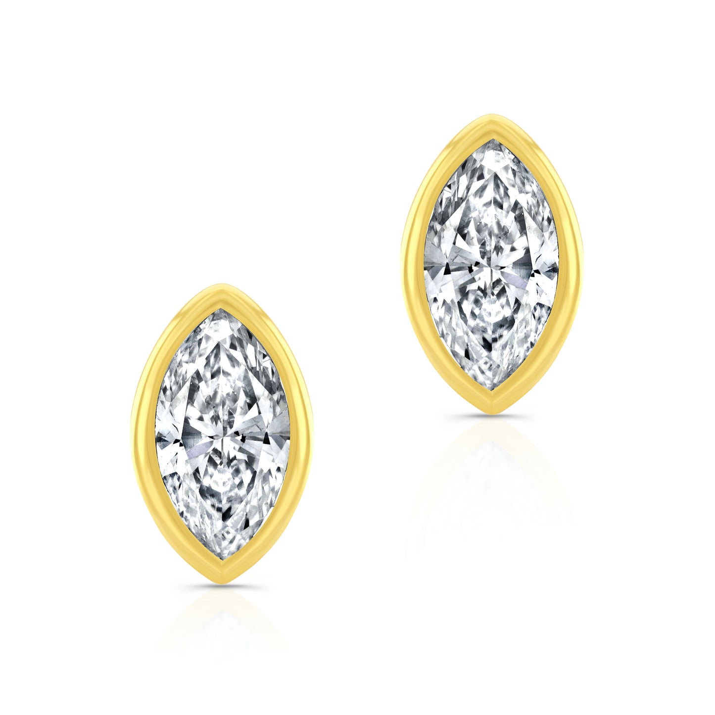 Marquise Shape Diamond Bezel Studs