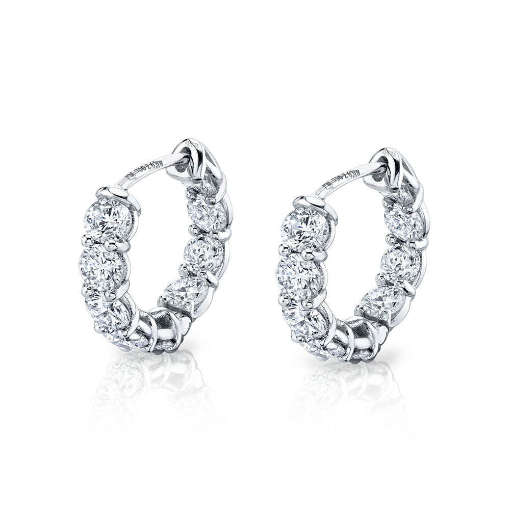Round Diamond Inside-Out Huggie Earrings