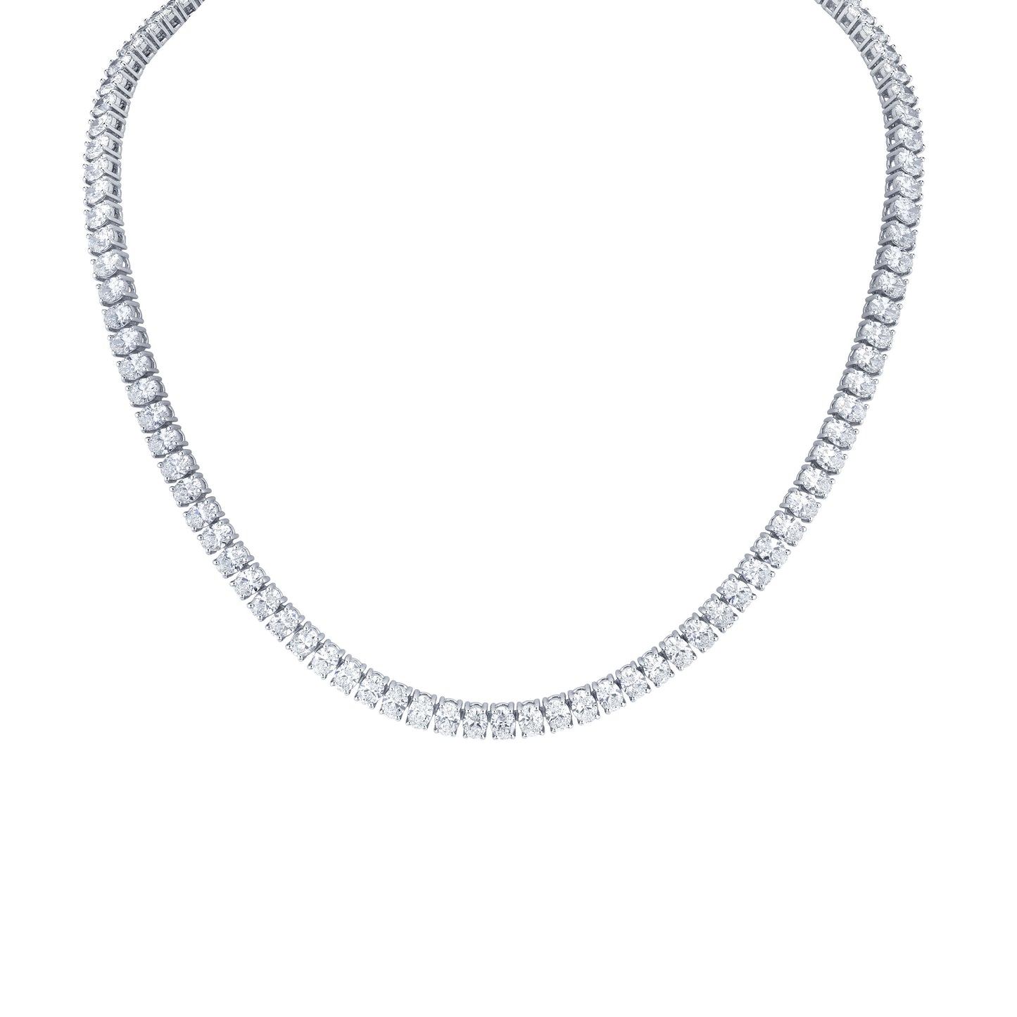 Straight Line Oval Diamond Necklace