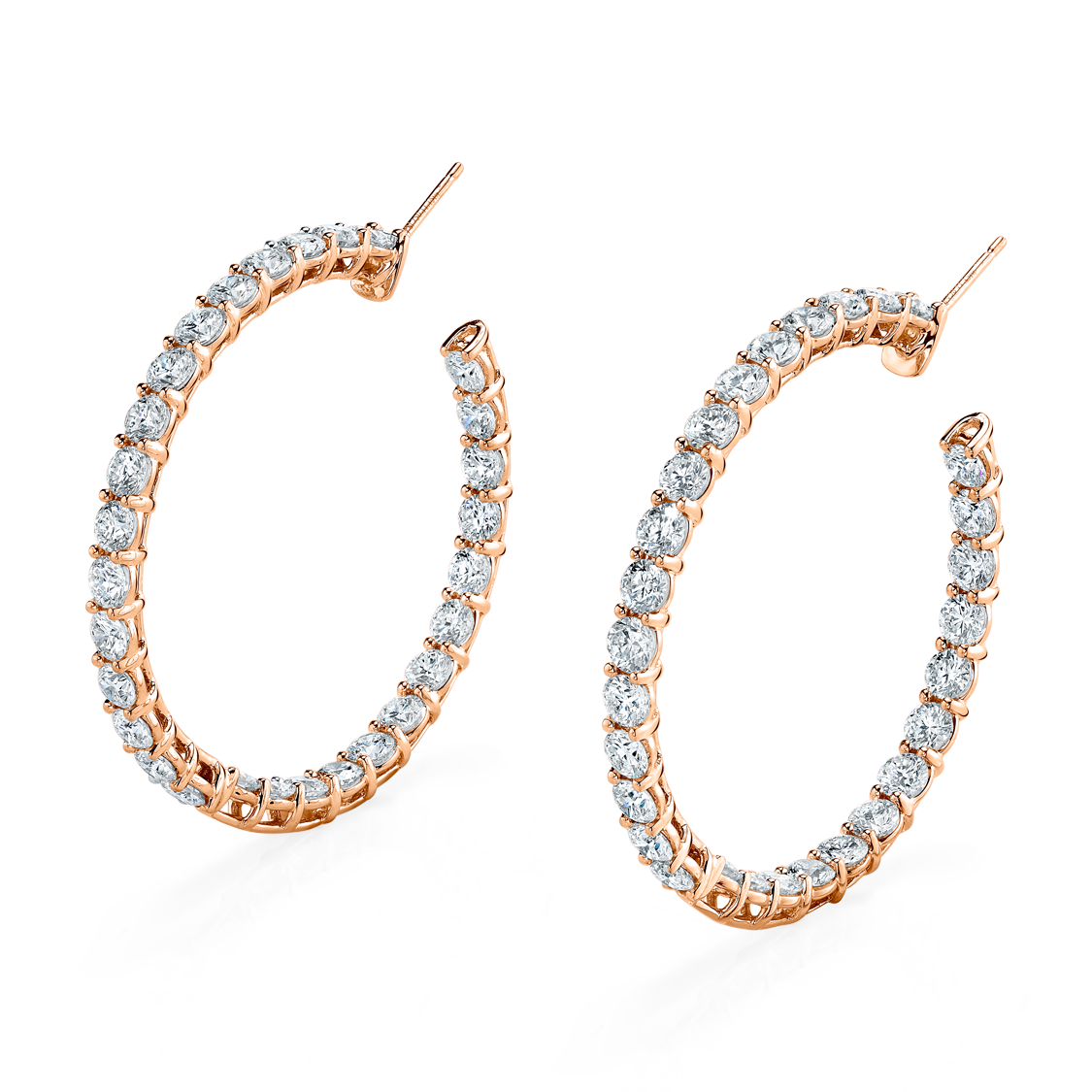 Signature Round Diamond Hoops in Rose Gold - Large