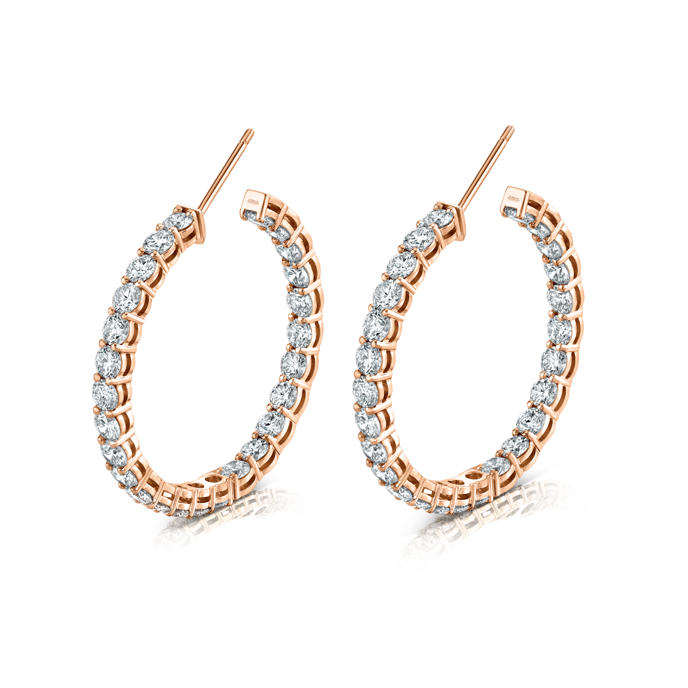 Signature Round Diamond Hoops in Rose Gold - Large