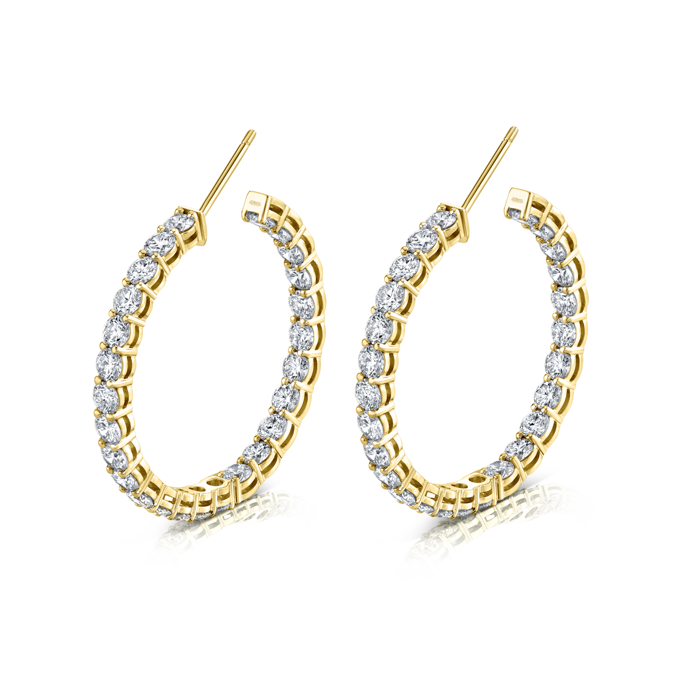Signature Round Diamond Hoops in Yellow Gold - Large