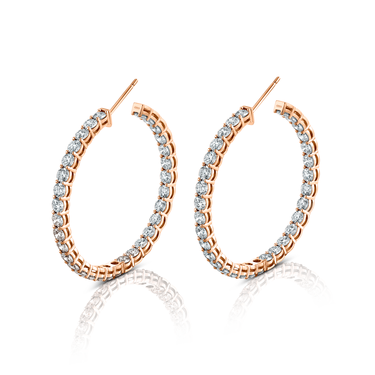 Signature Round Diamond Hoops in Rose Gold - Large