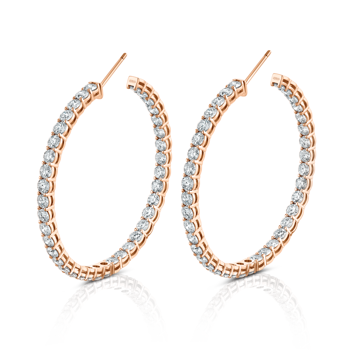Signature Round Diamond Hoops in Rose Gold - Large