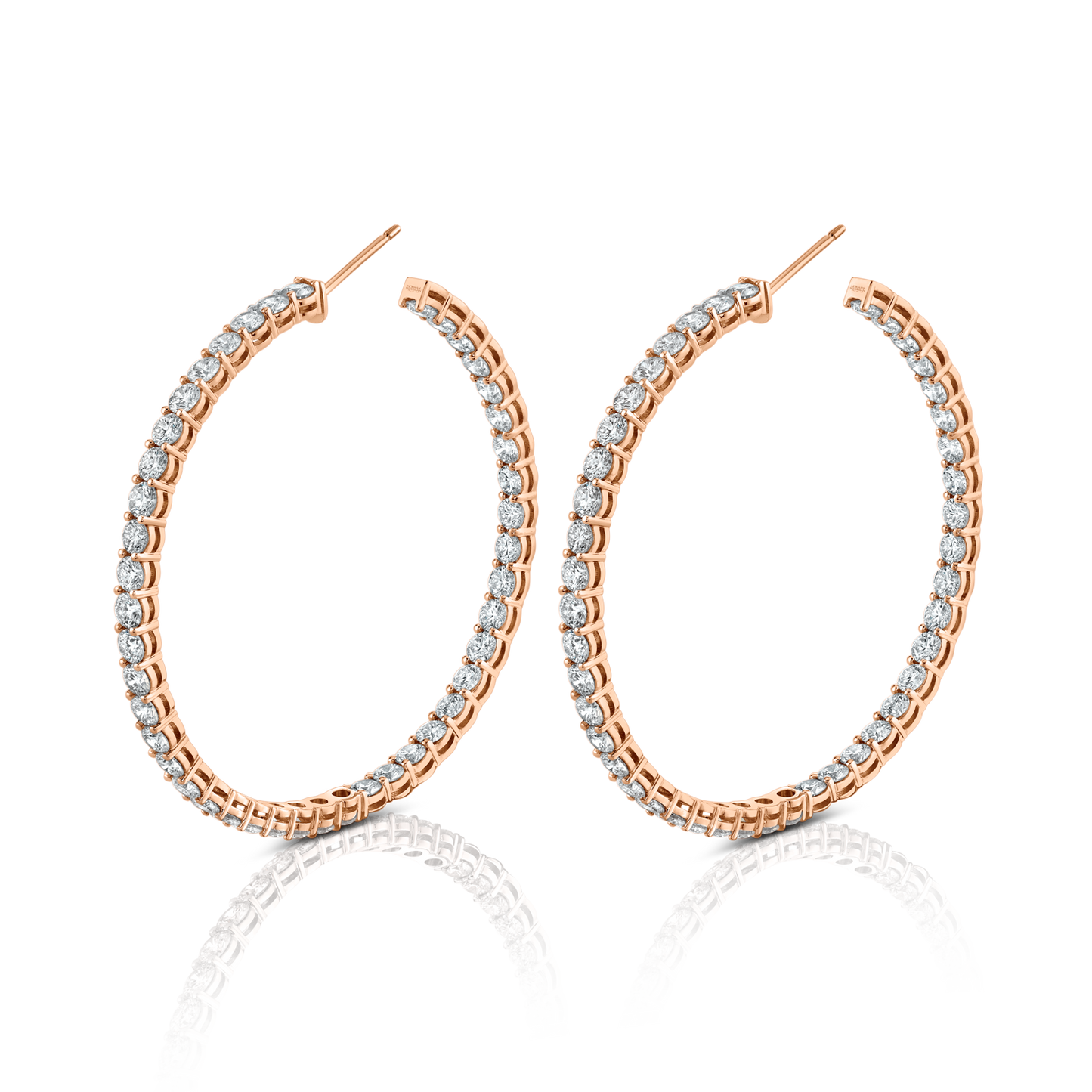 Signature Round Diamond Hoops in Rose Gold - Large