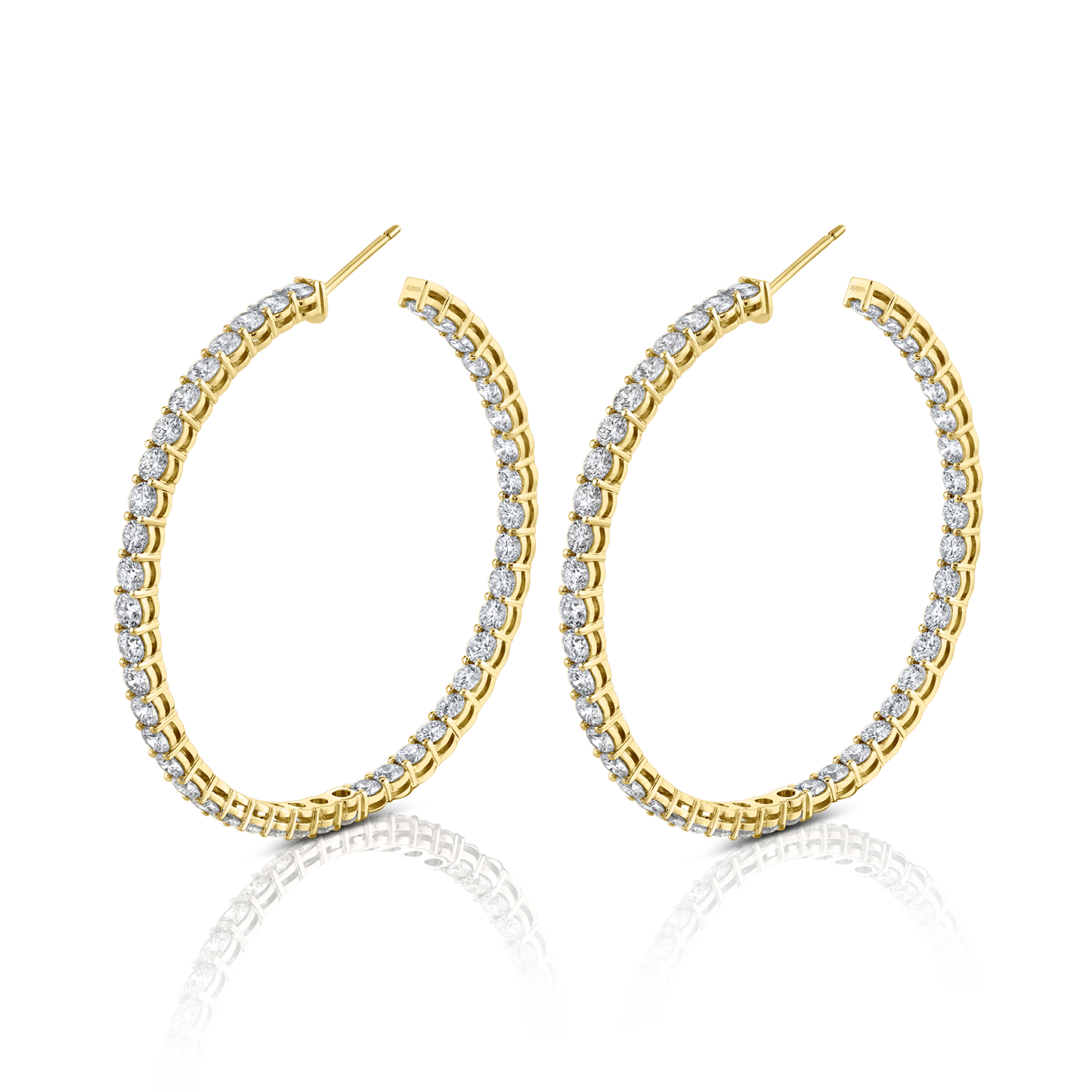 Signature Round Diamond Hoops in Yellow Gold - Large