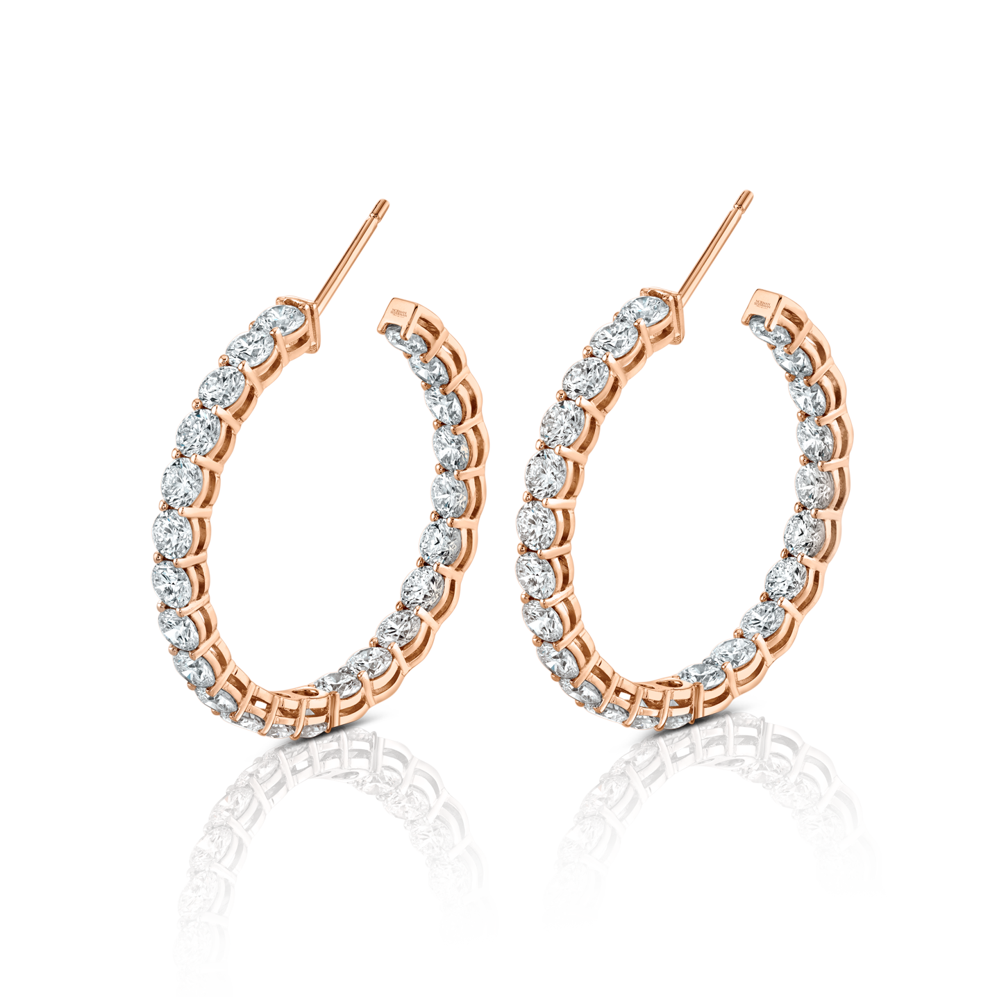 Signature Round Diamond Hoops in Rose Gold - Large