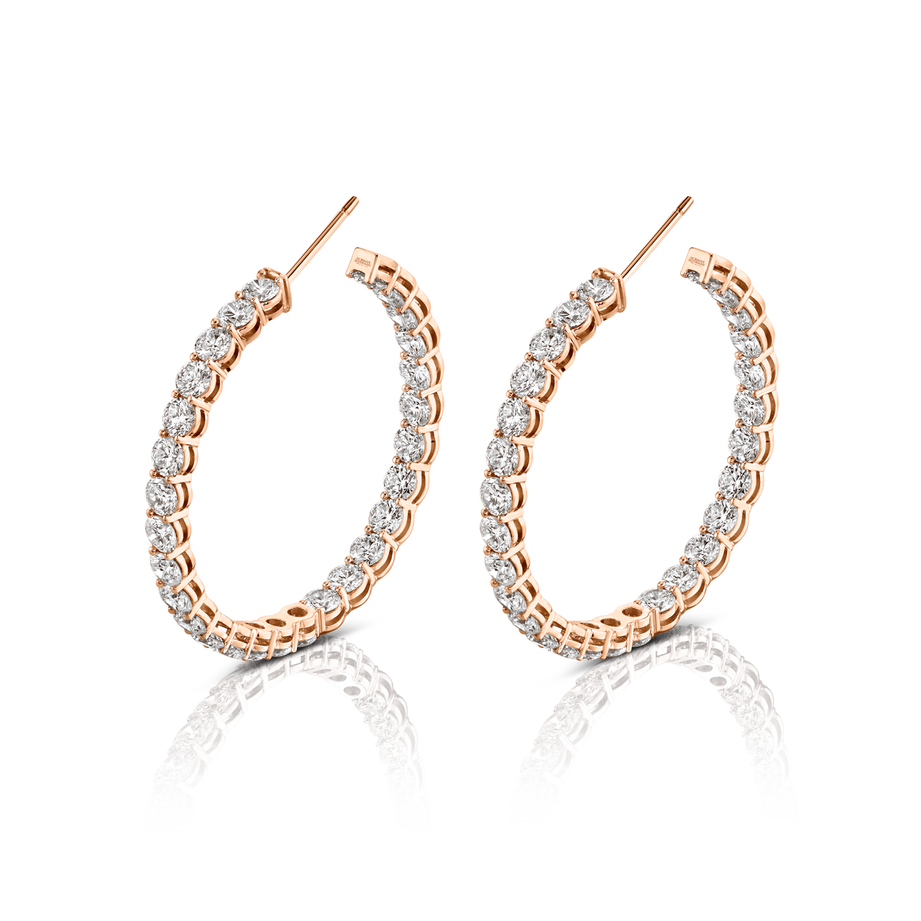 Signature Round Diamond Hoops in Rose Gold - Large