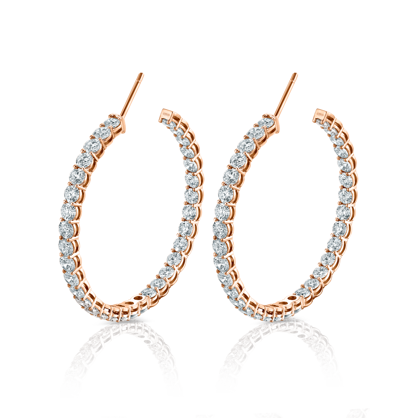 Signature Round Diamond Hoops in Rose Gold - Large