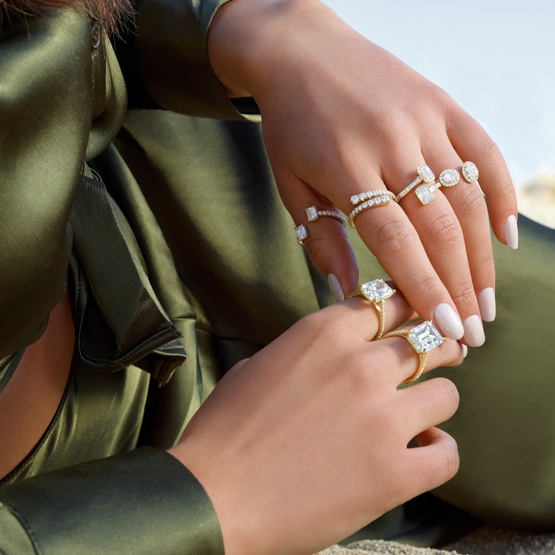 Graduating Diamond Bypass Ring